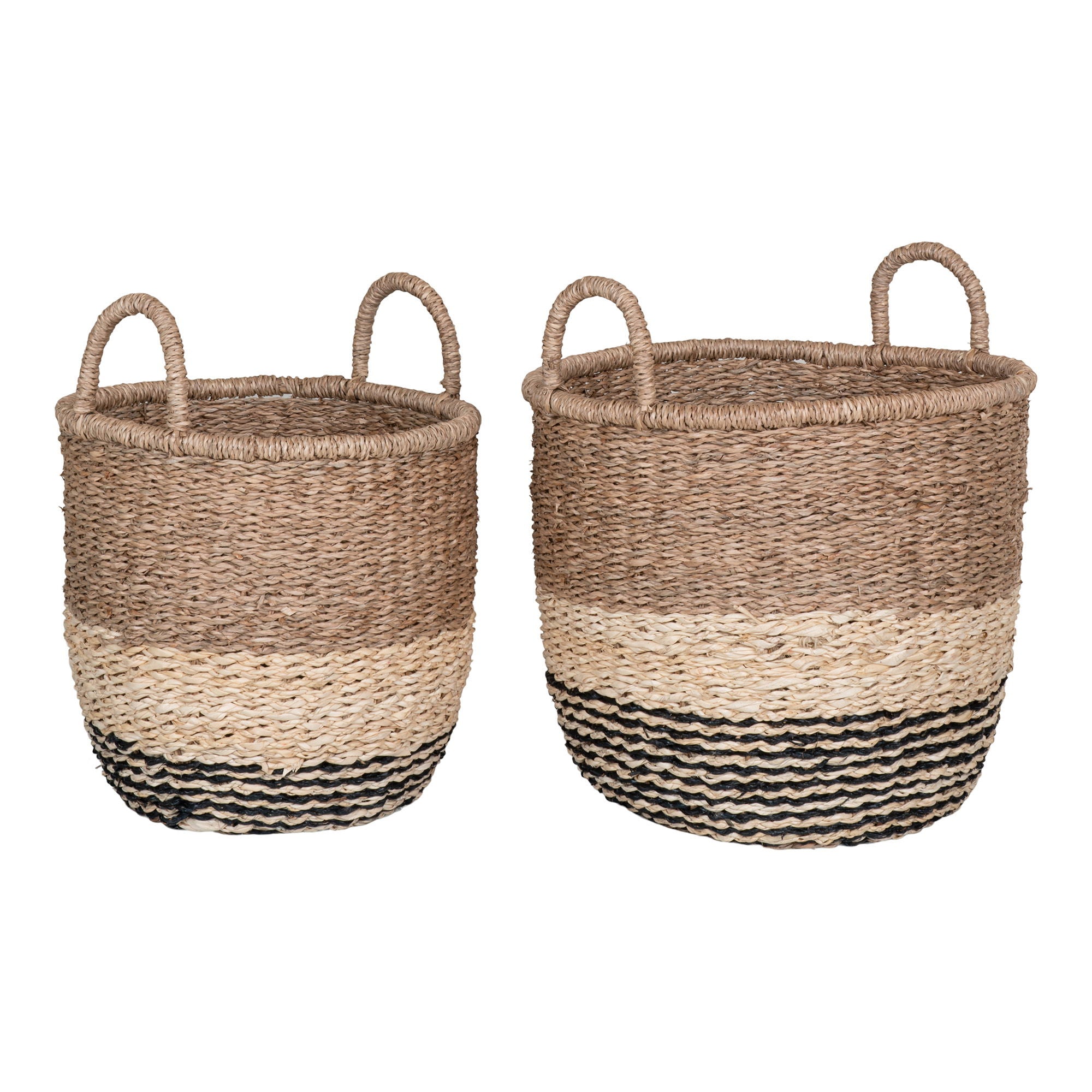 Farbe Lima – Aufbewahrungskörbe aus Seegras, natur/braun/schwarz, Set aus 2